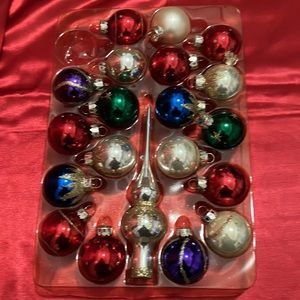Small Glass Christmas Tree Ornaments and topper Hobby Lobby 2005 Multi Color